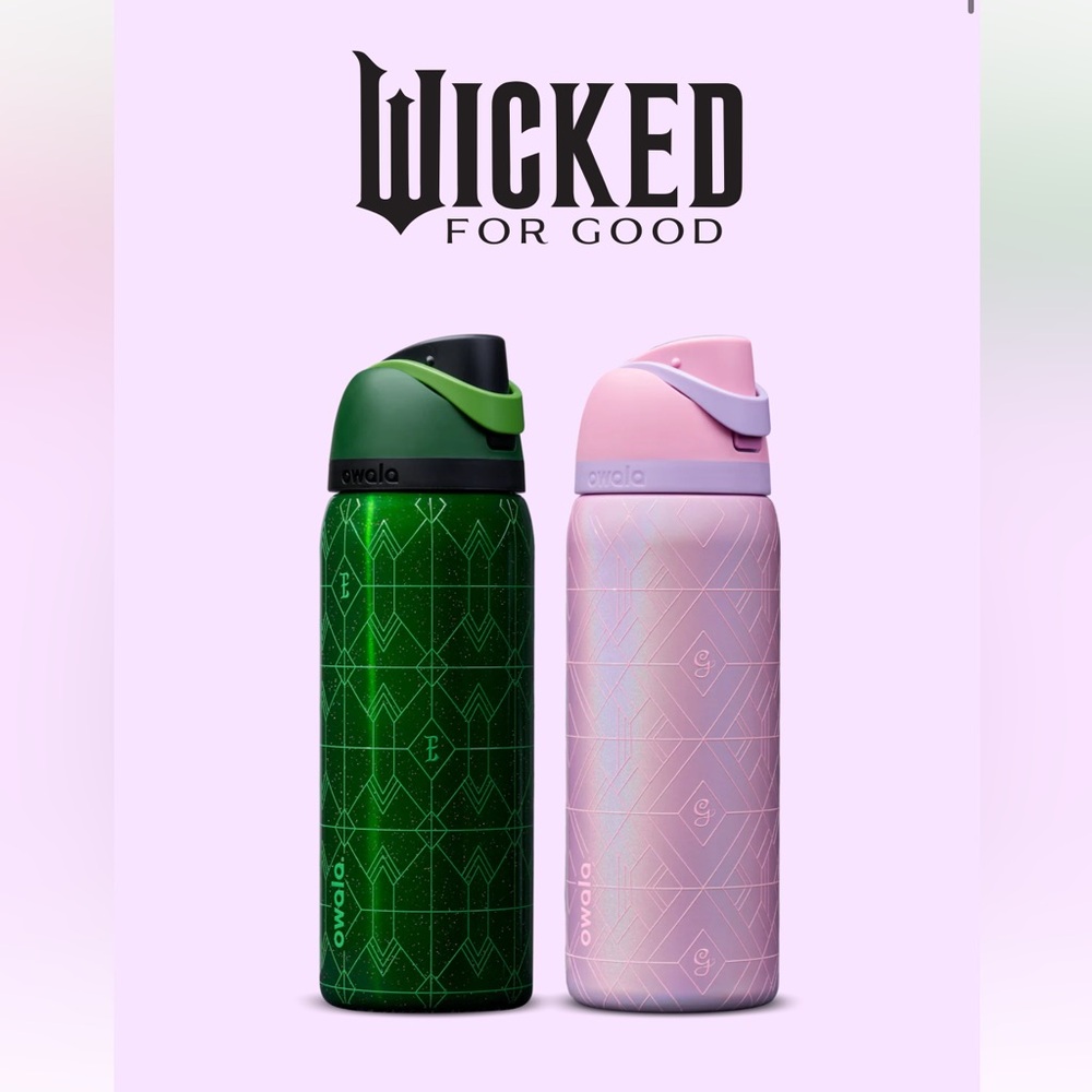 Wicked Glinda & Elphaba OWALA 30oz bundle set pearlescent pink & emerald green